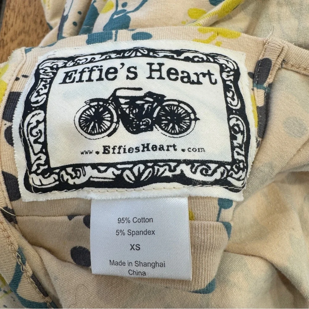 Effie’s Heart Swing Dress Womens XS Paint Splatter Cotton Blend Cap Sleeve Artsy